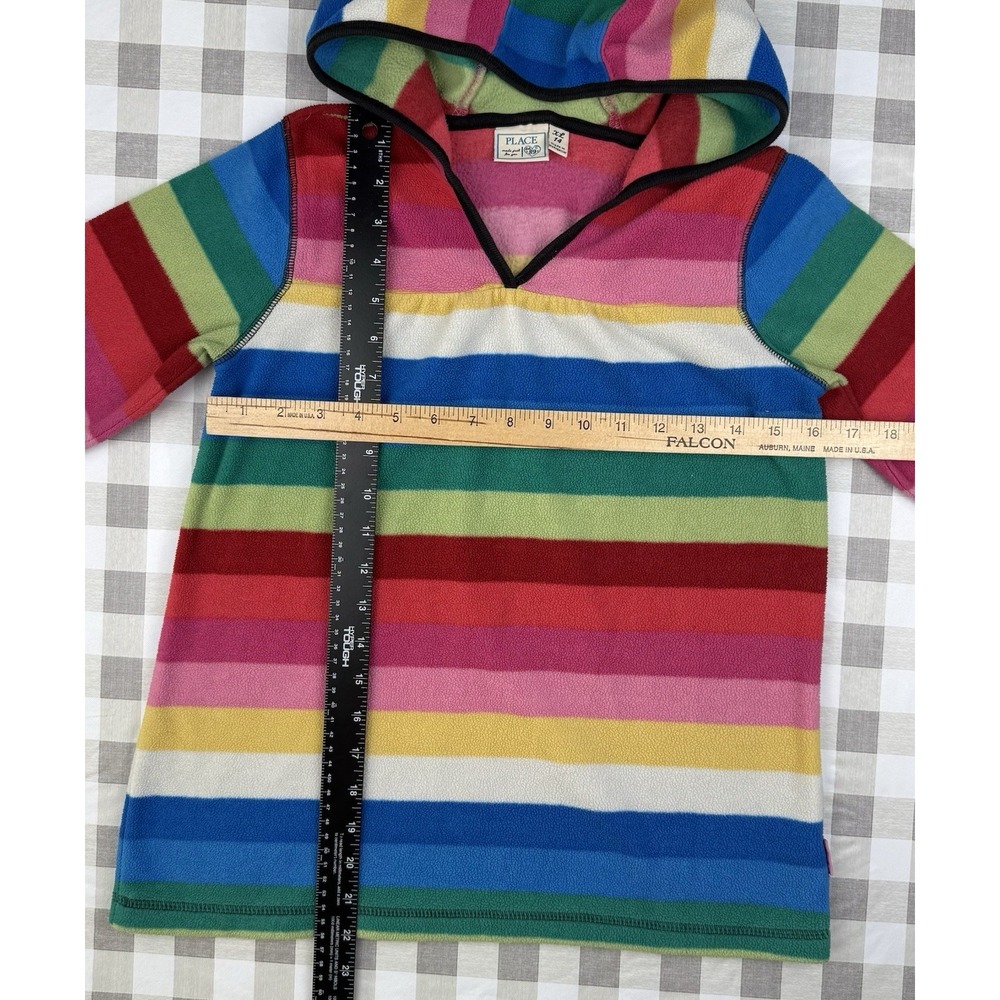 Rainbow Striped Fleece Hoodie Kids Colorful Pullover Place 14 The Children's Pla - Picture 4 of 4